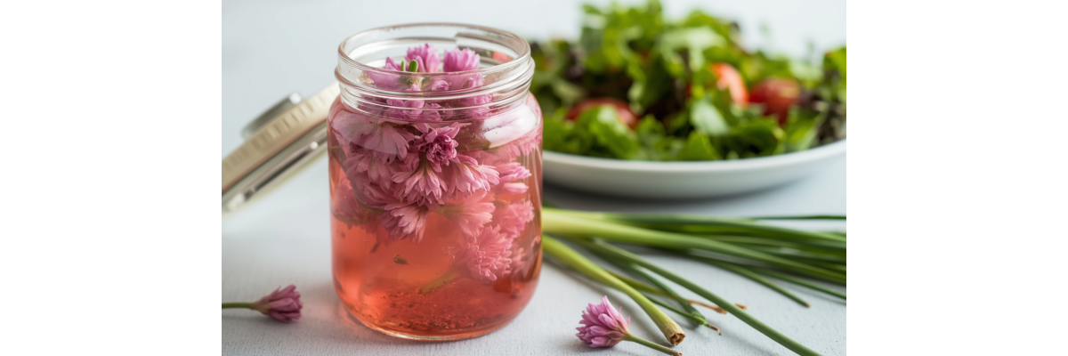 Schnittlauchblüten-Essig – ein rosa Frühlingsgruß aus dem Garten - Schnittlauchblüten-Essig – ein rosa Frühlingsgruß aus dem Garten