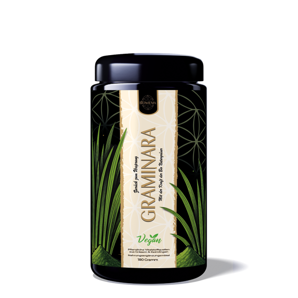 GRAMINARA Grassaftpulver aus 5 Gräsern - 180g  im Miron Violettglas