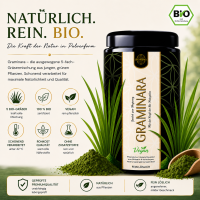 GRAMINARA Grassaftpulver aus 5 Gräsern - 180g  im Miron Violettglas