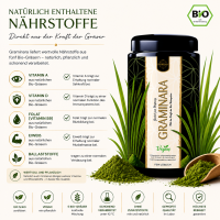 GRAMINARA Grassaftpulver aus 5 Gräsern - 450g im Miron Violettglas